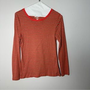 EUC Womens Old Navy Perfect Long Sleeve T Shirt Blouse Top Pink Tan  M Petite